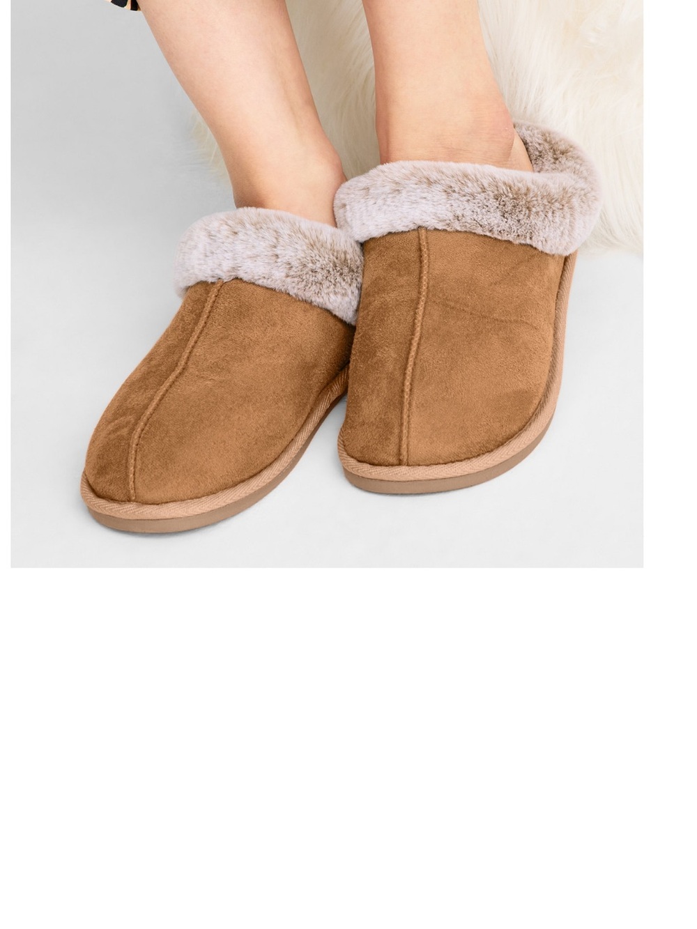 🥿 State of Day Foxy Brown Faux Fur Slippers Size L 9-10 NWT